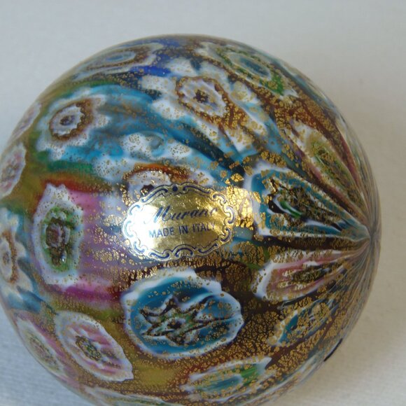 Vintage Murano Millifiore 24k Gold Leaf Glass Ornament 3.5" Diam MCM Elegant Ita - Picture 1 of 7